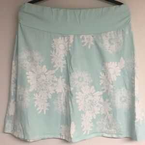 O'Neill Floral Mini Skirt Size L Mint Green White Cotton Stretch Surf‎ Excellent